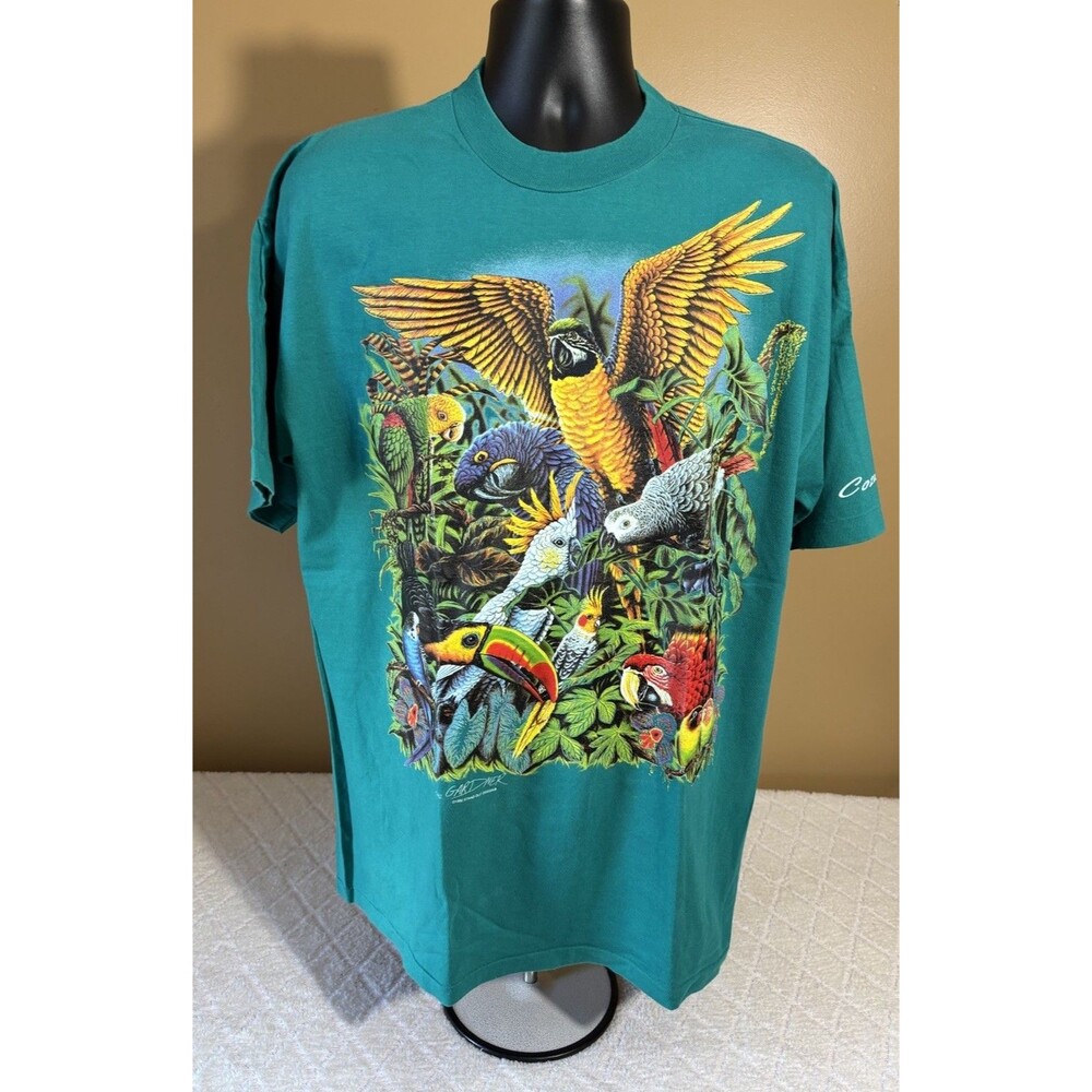Vtg1992 Rainforest Habitat Exotic Birds Cozumel Mexico Tee Single Stitch Size XL